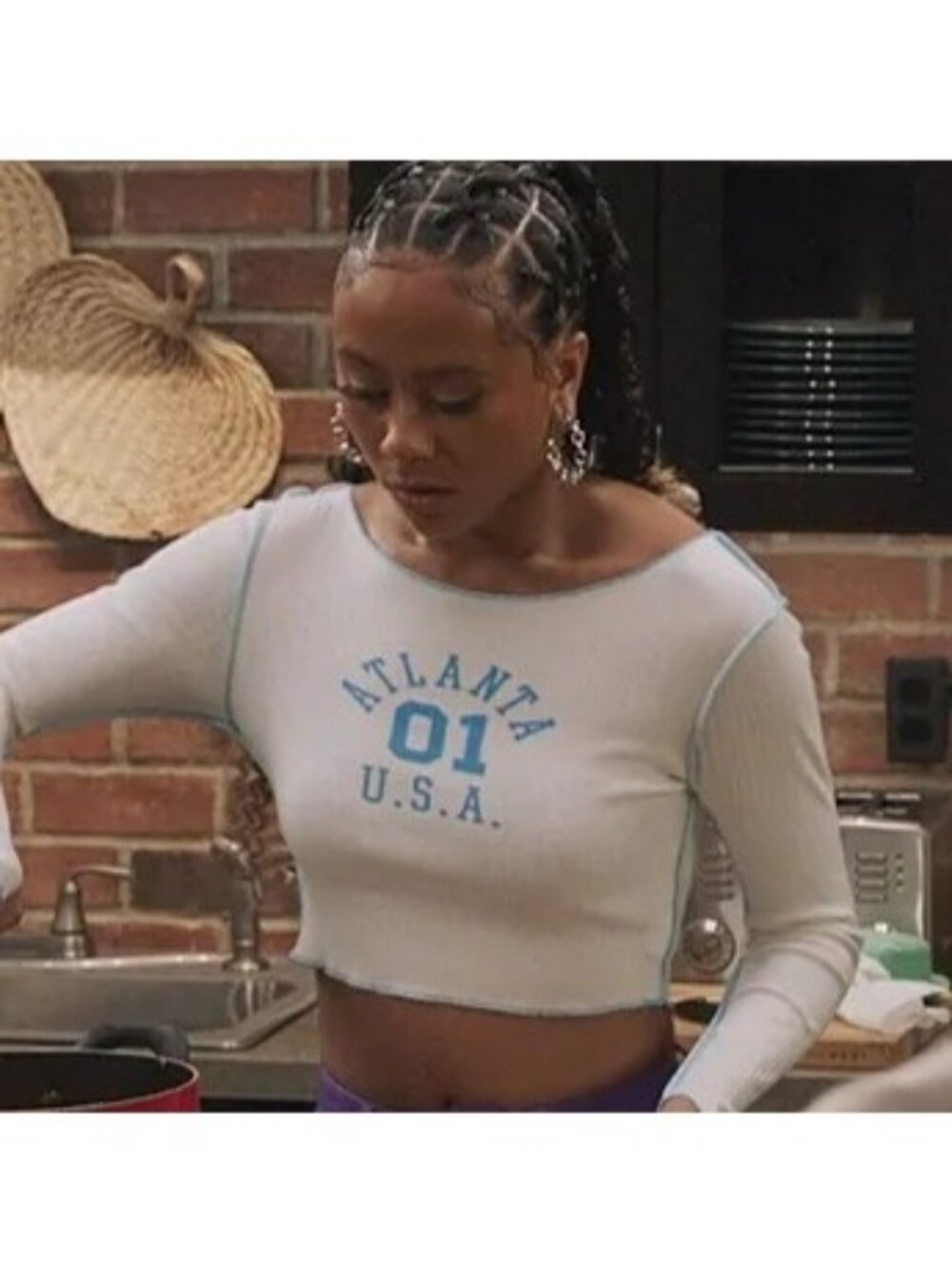 Forever 21 Long Sleeve Ribbed Crop Top ASO All American TV show Sz S Y2K Cropped
